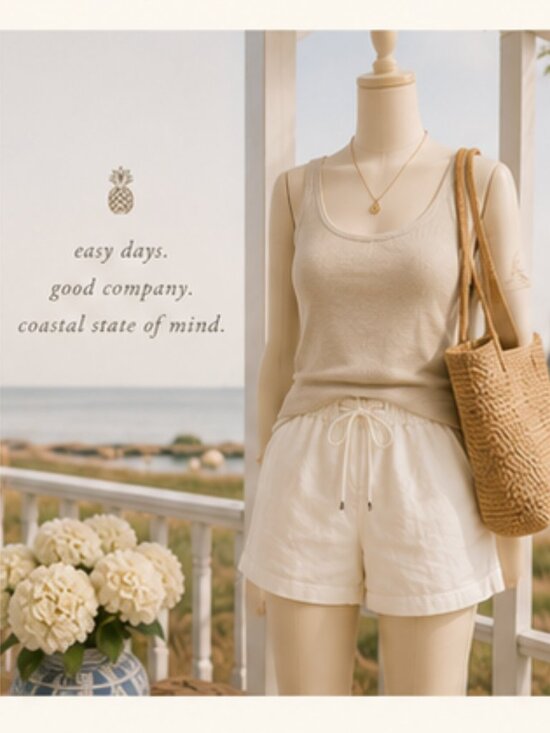 On The Road Pants - Summer White Linen Blend Coastal Resort Micro Shorts Chic M On The Road